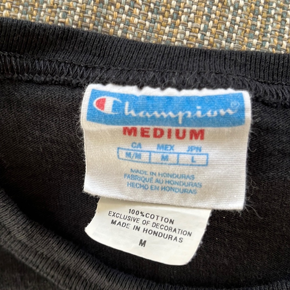 Black Champion Logo Thick T Shirt - Picture 2 of 3